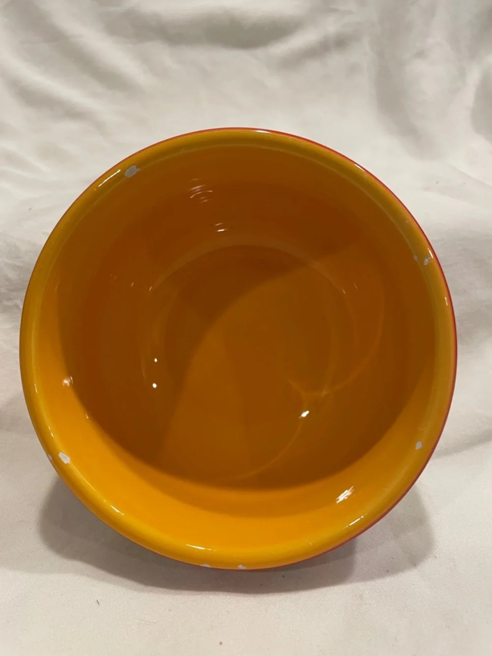 Crate&Barrel Yellow and Red Striped Ceramic Serving Bowl
